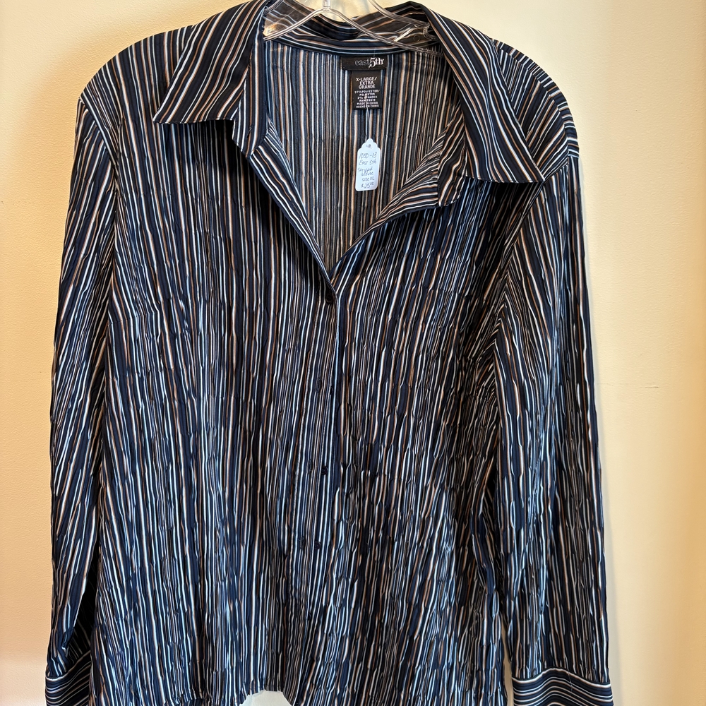 East 5th Black and White Striped Blouse